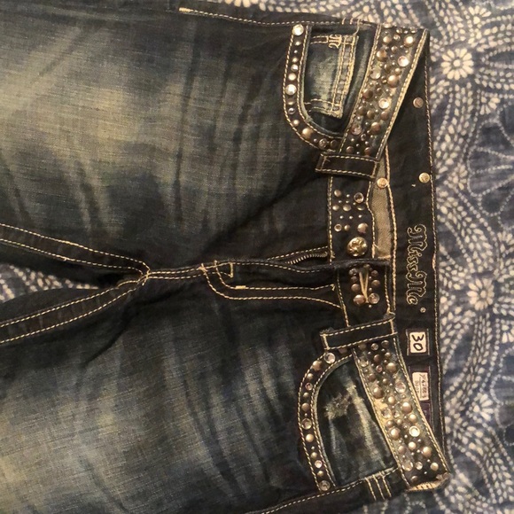 Miss Me Women's Boot Cut Jeans - Blue with Silver Accents - Picture 2 of 4